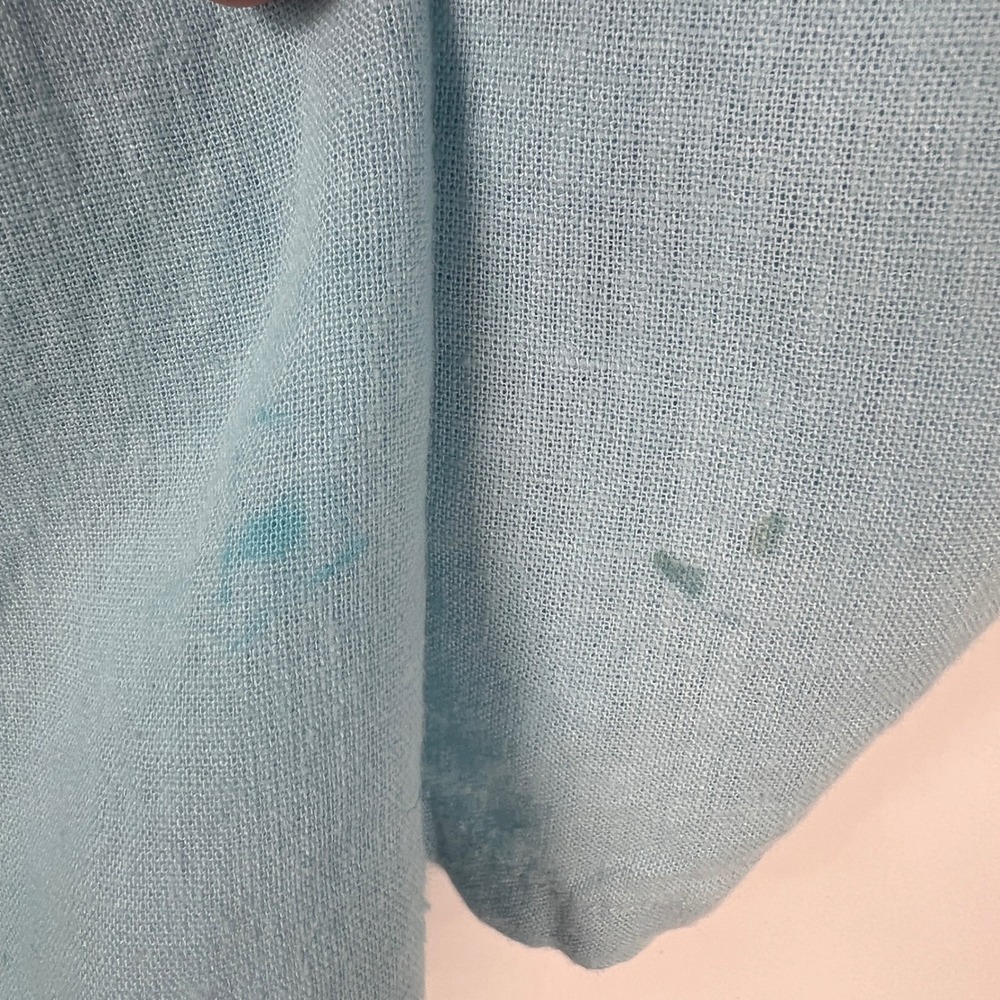 Orvis Classic Collection Light Blue Linen Blend Cap‎ Sleeve Button Down Shirt M - Picture 7 of 8